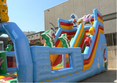 Trẻ em đôi trượt màu xanh in trượt Inflatable thương mại PVC chống thấm nước