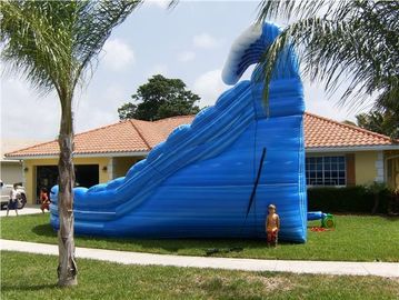 Màu xanh Huge Inflatable Whale Trượt Nước Comercial Kép Lane Cho Trẻ Em