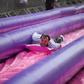500ft Exciting Big Inflatable Slides, 3 Lane dài nước thành phố Slide