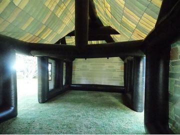 EN14960 tùy chỉnh inflatable lều, màu xanh PVC inflatable bên lều