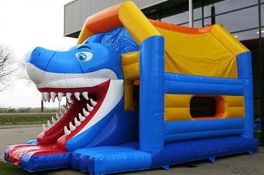 Aframe Shark Blue Inflatable Combo Nhảy bouncer cho vui