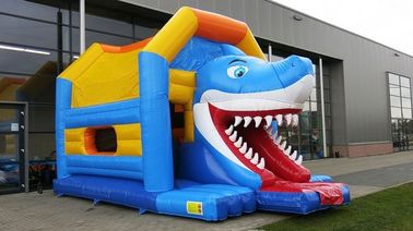 Aframe Shark Blue Inflatable Combo Nhảy bouncer cho vui