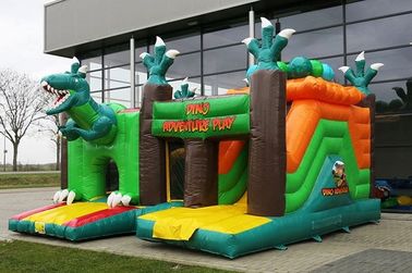 Multiplay Dinosaur Inflatable Bouncy Castle Combo Jumper Cho thuê nhà Với Slide