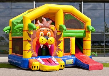 Jumper Lion nhà Bounce Combo với mái / Mutiplay Overdekt Leeuw Toddler Lâu đài Bouncy