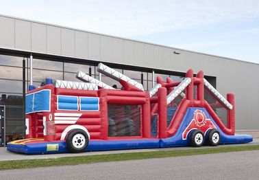 Funny Fire Truck Bounce House trở ngại khóa học với leo tường