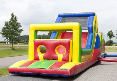 17.5m trẻ em đa màu trở ngại tất nhiên lâu đài bouncy chạy cho vui
