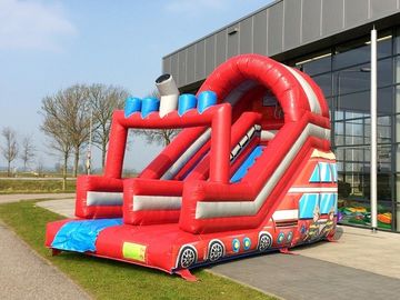 Firetruck Theme Durable bouncy khổng lồ ngoài trời trượt với Plato PVC Tarpaulin