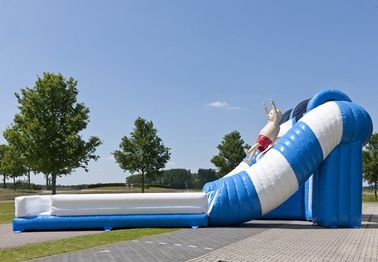 Blue / White Tunnel Trượt Inflatable thương mại An toàn Giant Inflatable Trượt cho thuê