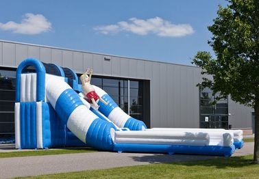 Blue / White Tunnel Trượt Inflatable thương mại An toàn Giant Inflatable Trượt cho thuê