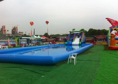 Màu xanh lớn Inflatable trẻ em bơi với Slide Đối với Inground Pools