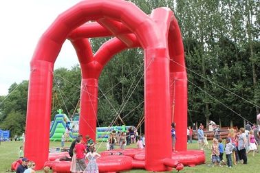 An toàn 4 người dành cho người lớn Trò chơi bơm hơi Red Inflatable Bungee Jumping
