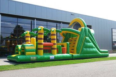 Plato PVC Màu Xanh Lá Cây Thuê Inflatable Khóa Học Trở Ngại Sân Sau Inflatable Ngoài Trời Chơi Thiết Bị