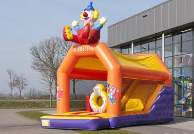 2 Trong 1 Inflatable Combo Bouncers Màu Vàng Clown Childrens Lâu Đài Bouncy Với Slide
