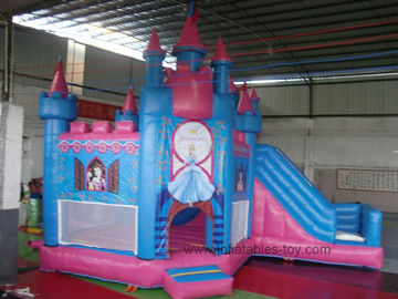 Công chúa màu hồng bền PVC Castle Combo Bounce House cho thuê sử dụng kinh doanh