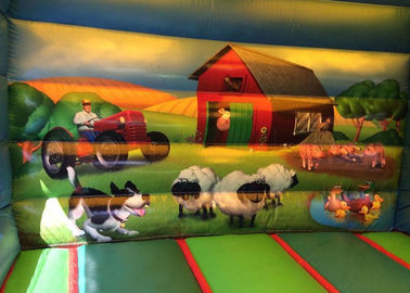 12ftx18ft Farmyard Inflatable Combo, Kids Xanh Nhảy Nhà Bounce Với Slide