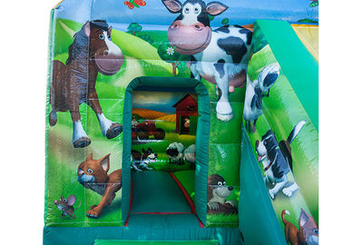 12ftx18ft Farmyard Inflatable Combo, Kids Xanh Nhảy Nhà Bounce Với Slide