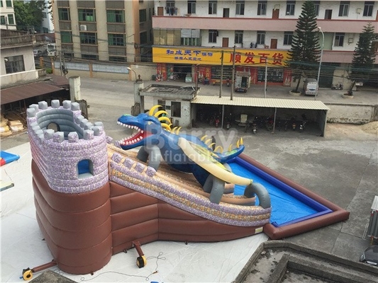 Công nghiệp Dragon Inflatable Water Slide 15X11X8M 0.9mm Chất liệu bạt PVC