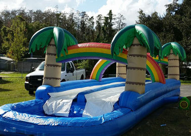 Nhiệt đới 34ft dài Inflatable nước Slides Cho thuê nhà với hồ bơi lớn