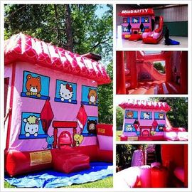 Màu hồng Hello Kitty Inflatable Bouncer, Blow Up Kids Lâu đài Bouncy cho sân sau Fun