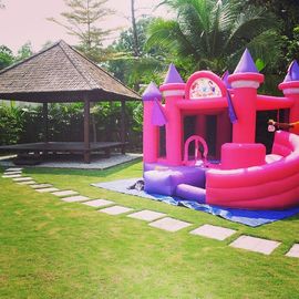 Công chúa màu hồng Lâu đài bouncy inflatable, lâu đài nhảy inflatable cho bên cô gái