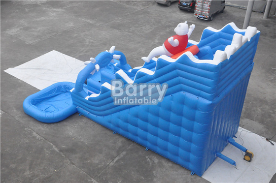 Đường trượt nước bơm hơi thương mại PVC 0,55mm với hồ bơi lớn cho thuê