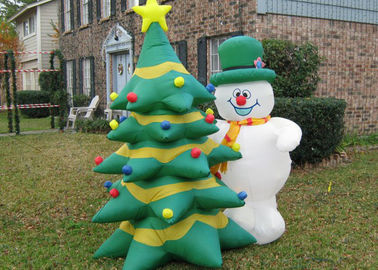PVC Inflatable Quảng cáo Sản phẩm Inflatable Giáng sinh Snowman / Cây