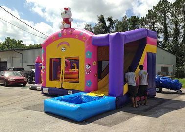Trẻ em bên màu hồng hello kitty theo chủ đề bouncer inflatable với slide 0.55mm bạt PVC