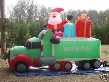 Sản phẩm quảng cáo Inflatable khổng lồ Đồ trang trí Giáng sinh Santa Claus với xe hơi