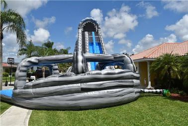 Thương mại Màu Xanh Huge Inflatable Slides In Logo Hoang Dã Rapids 24ft Kép Ngõ Trượt Với ​​Hồ Bơi