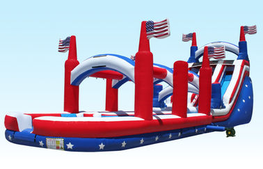 Ngoài trời 18Foot Hignt Inflatable Nước Slides Tất Cả Các Lá Cờ Mỹ Với Trượt Trượt