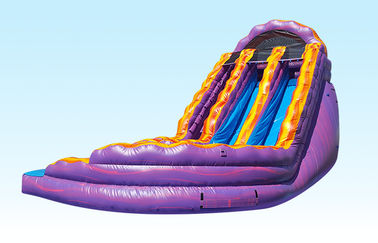 Màu tím và màu cam inflatable cong nước trượt đôi ngõ 0.55mm PVC Materila trượt