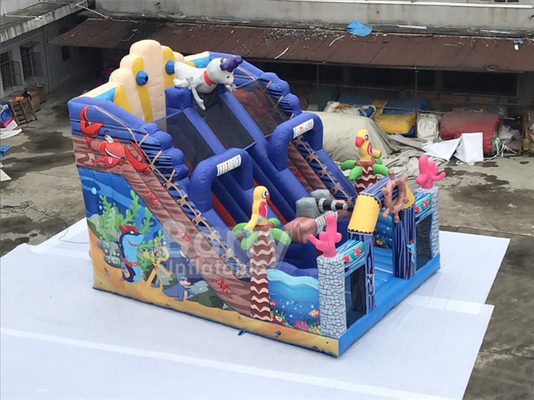 0,55mm PVC Bouncer thương mại ngoài trời Sea World Inflatable Kids Slide Đồ chơi