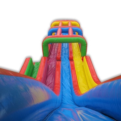 0,55mm PVC đầy màu sắc Ba slide Trượt nước bơm hơi Chủ đề phim hoạt hình ngoài trời