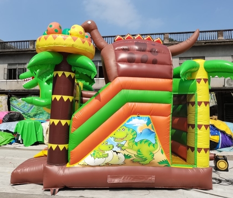 Lâu đài Bouncy bơm hơi tùy chỉnh với chủ đề trượt khủng long Bounce House cho trẻ em