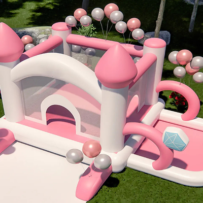 Pink Inflatable Bouncer Trẻ mới biết đi Lâu đài Bounce House Thương mại
