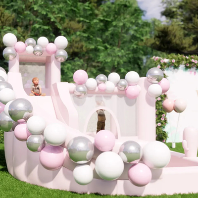 Pink Inflatable Bouncer Trẻ mới biết đi Lâu đài Bounce House Thương mại
