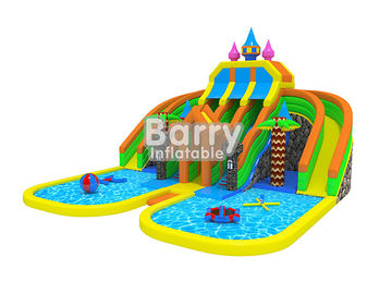 Vui lâu đài inflatable công viên giải trí tên với hồ bơi và inflatable nổi đồ chơi