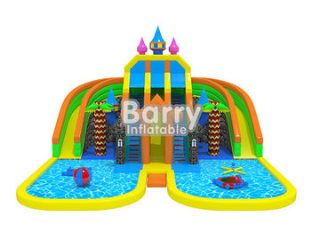 Vui lâu đài inflatable công viên giải trí tên với hồ bơi và inflatable nổi đồ chơi