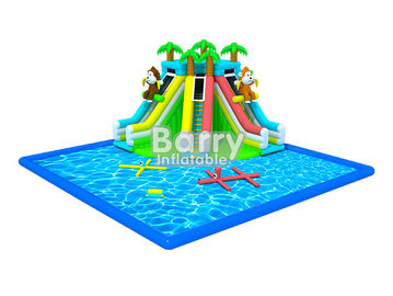 Trẻ em inflatable công viên nước thiết bị, OEM / ODM jungle inflatable trượt nước công viên hồ bơi