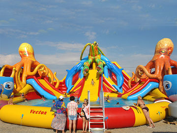 Tùy chỉnh khổng lồ bạch tuộc công viên nước, dolohin động vật inflatable công viên nước với hồ bơi lớn đồ chơi