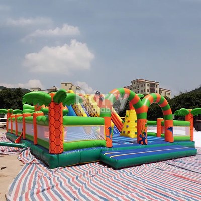Sân chơi bơm hơi ngoài trời OEM dành cho trẻ em Combo leo và trượt Playland Giant Bouncy Castles