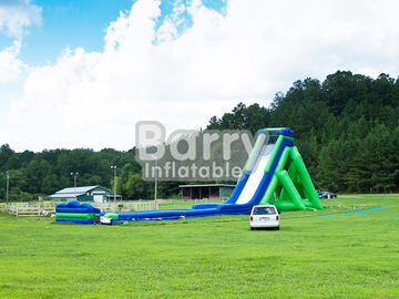 Màu xanh lá cây và màu xanh khổng lồ Inflatable trượt vật liệu PVC lớn Inflatable Slides cho Lawn