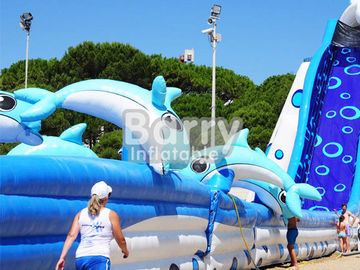 Màu xanh Animal Giant Dolphin Trượt Nước Inflatable Dành Cho Người Lớn Kích Huge Inflatable Slides
