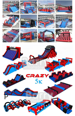 5k Adult Inflatable Obstacle Course Castle Slide Combo Kháng cháy