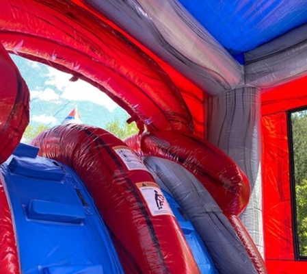 PVC Tarpaulin Bouncy Castle Cho thuê Tháp nhảy bơm có slide