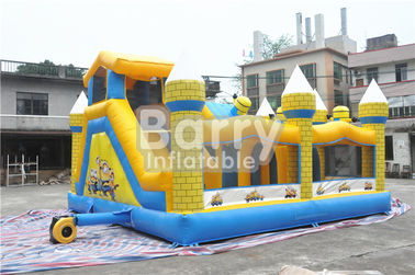 Trẻ em ngoài trời Minions Lâu đài Bouncy Inflatable với slide 0.55mm bạt PVC
