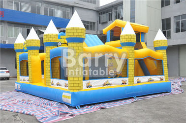 Trẻ em ngoài trời Minions Lâu đài Bouncy Inflatable với slide 0.55mm bạt PVC