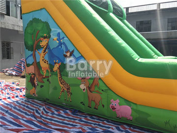 Single Lane Green Jungle Thương mại Trượt Inflatable Zoo In ấn cho trẻ em