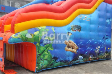 Dual Lanes Seaworld Theme Nước Inflatable Slides Không Thấm Nước Cho Inground Pool