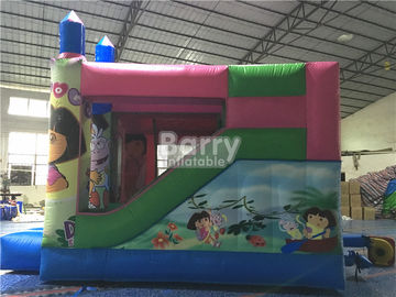 Công chúa màu hồng lớn Dora nhà bounce inflatable thương mại với in kỹ thuật số